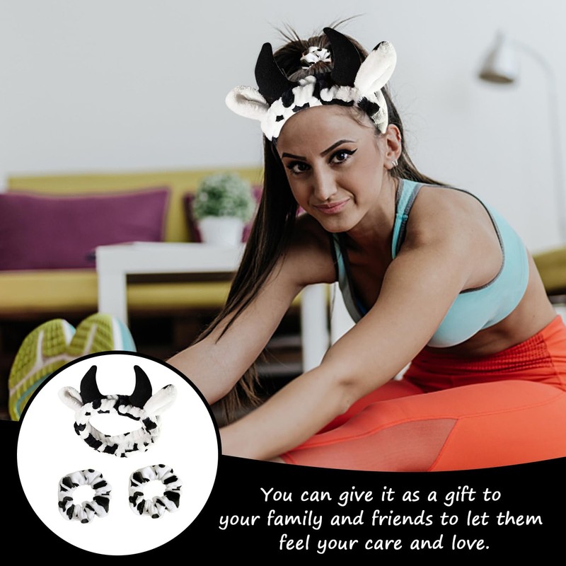 1 Cow Element Headband and 2 Cow Element Hair Ties,
