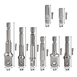 TIMESETL 8pcs Impact Adaptor Set - 1/4" 3/8" 1/2" Hex Shank Square Nut Drill Extension Bit Set