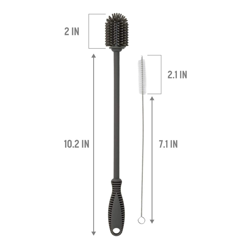 Goodful Reusable Bottle and Straw Cleaning 2-Piece Brush Set, Scratch