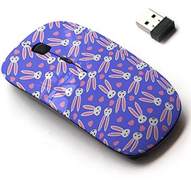 2.4G Wireless Mouse with Cute Pattern Design for All Laptops and Desktops with Nano Receiver - Cute Cartoon Bunny face