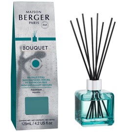 MAISON BERGER Reed Diffuser - Cube - Scented Bouquet with Reed Sticks - Prefilled with Fragrance My Bathroom Free from Unpleasant Odors - 125 Milliliters - 4.2 Fluid Ounces