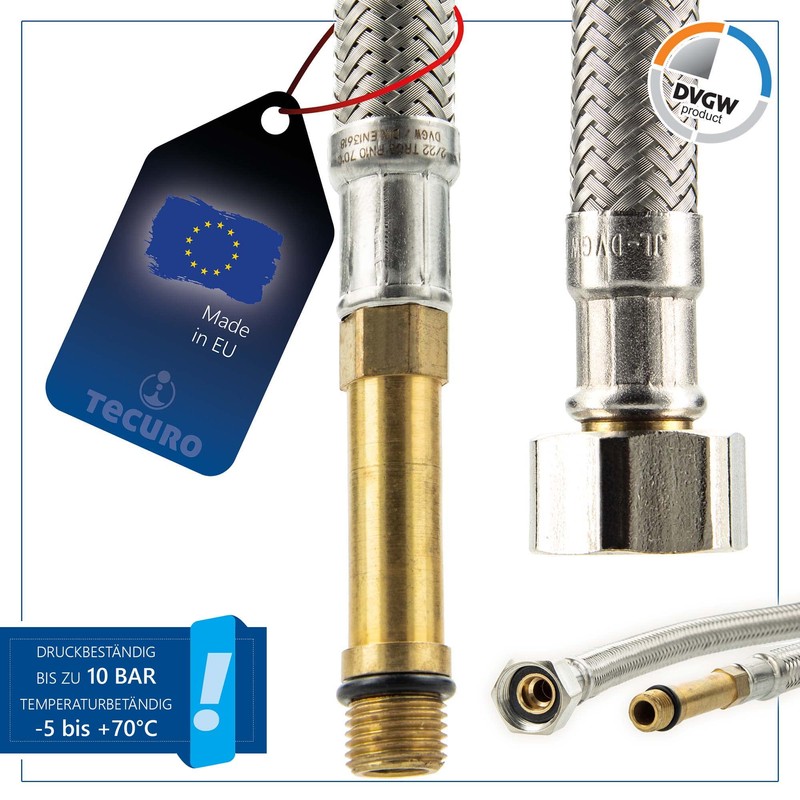 'Tecuro Sanitary Fittings Connecting Hose M10 x 1 Long 3/8