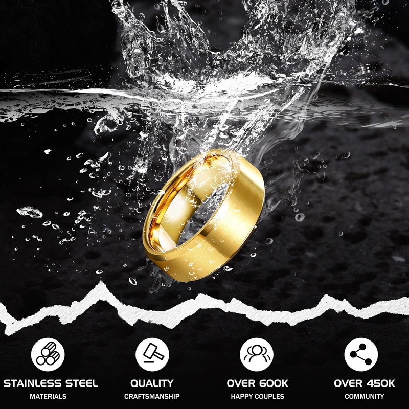Sanfenly Stainless Steel Rings for Men Women 8MM Wedding Band