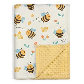 Bee Kid Blankets for Girls - 30 x 40 Soft Minky Blanket with Double Layer Dotted Backing - Gifts for Girl on Birthday Christmas