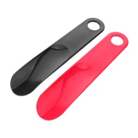 FRCOLOR 2pcs Portable Plastic Shoehorn Tool for Men Women Seniors Convenient Shoe Lifter for Casual Shoes Lightweight Easy to Clean Black Red