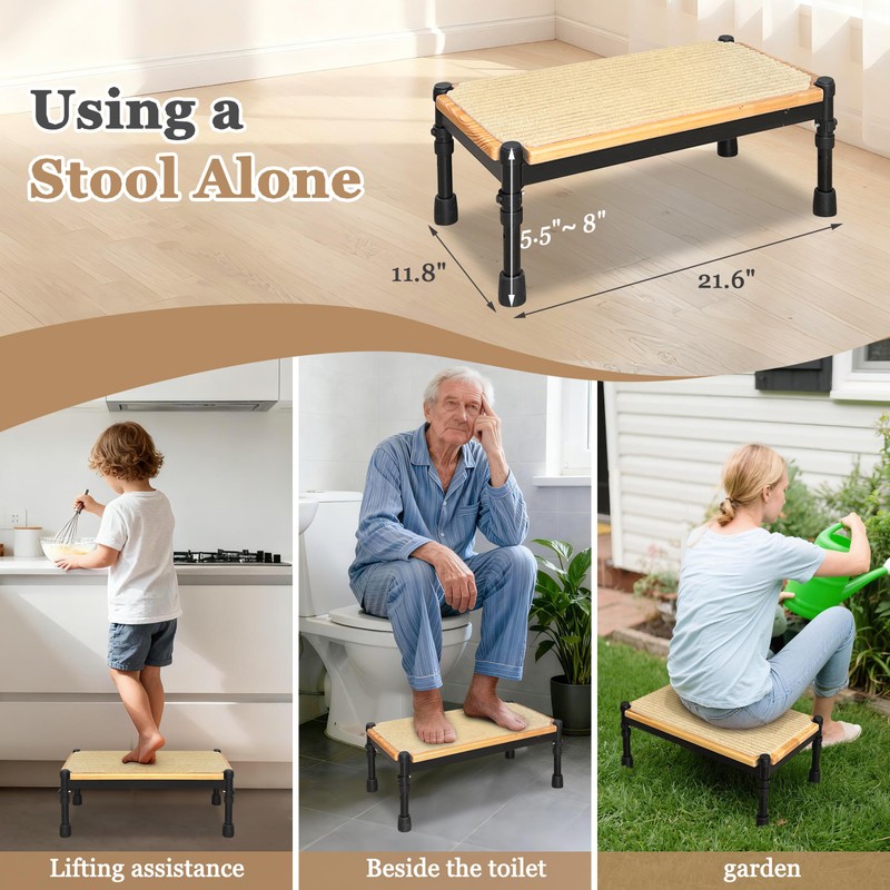 Step Stool with Handle for Elderly Adults, Medical Bedside Stepping