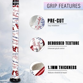 Bat Grip Tape for Baseball & Softball – Non-Slip and Stylish Baseball Bat Grip for Pro-Level Performance – 1.1mm (USA Lettering)