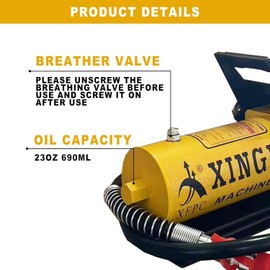 10,000 PSI,Air Hydraulic Pump 1.7L Reservoir, NPT 3/8" Oil Outlet, NPT 1/4" Inlet, Hydraulic Pump Air Hydraulic Foot Pump, with Air Line Lubricator, Yellow