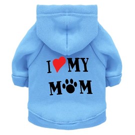 Izefia Hoodies for Dogs Dog Hoodies for Small Dogs Clothes I Love My Mother Fleece Jumper Winter Sweatshirt Warm Cotton Dog Hoodies for Small Dog Cat