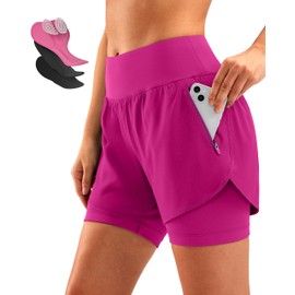 Women's Mountain Bike Shorts 4D Padded Cycling Riding Road Biking Bicycle Biker Cycle Padding UPF 50+ Shorts for Women Zipper Pockets(Rose,M)