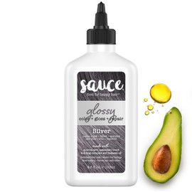 Sauce Beauty Glossy Color + Gloss + Repair, Silver, Semi Permanent Hair Dye with Bond-Building and Color-Fade Protection Technology, Adds Shine & Deep Moisture, Lasts 4-8 Weeks, Stops Fade