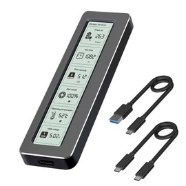 HLMNAKE Aluminium NVMe SSD M.2 Enclosure Adapter USB 3.2 10Gbps for PCIe Key M/M+B 2230/2242/2260/2280 with 2 Cables Type-C to A and C, Digital Display in Real Time, UASP Trim and Play