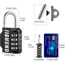 Pack of 2 Padlock Combination Lock, 4 Digit Zinc Alloy Lock with Combination Code, Metal Padlock with Combination Code for Locker Gym Tool Box (Black, Blue)