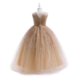 DPKM Flower Girls Sequin Dress Bridesmaid Sparkle Formal Wedding Party Birthday Kids Pageant Princess Prom Ball Gown
