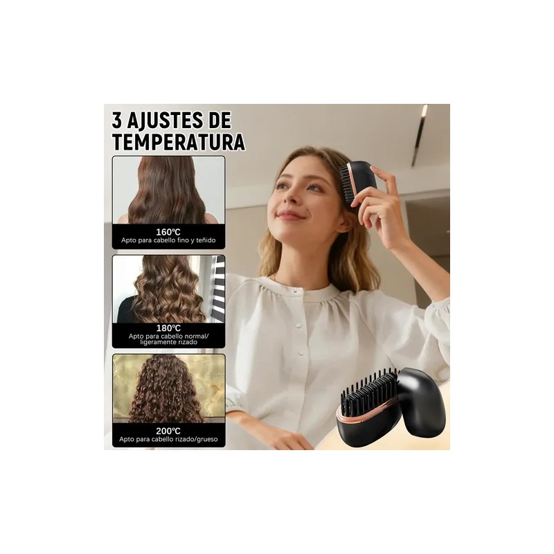 Minialisador De Pelo Inalámbrico Glambrush, Peine 2 En 1
