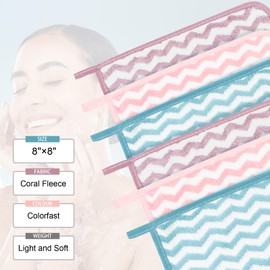 PHOGARY Flannel Face Cloth Pack 6, Reusable Microfibre Face Cloth, Makeup Remover Cloth Cleansing Cloths for Face, Microfibre Soft Facecloths Flannels Cleanser Towel - Washable (8 x 8in, Stripe)