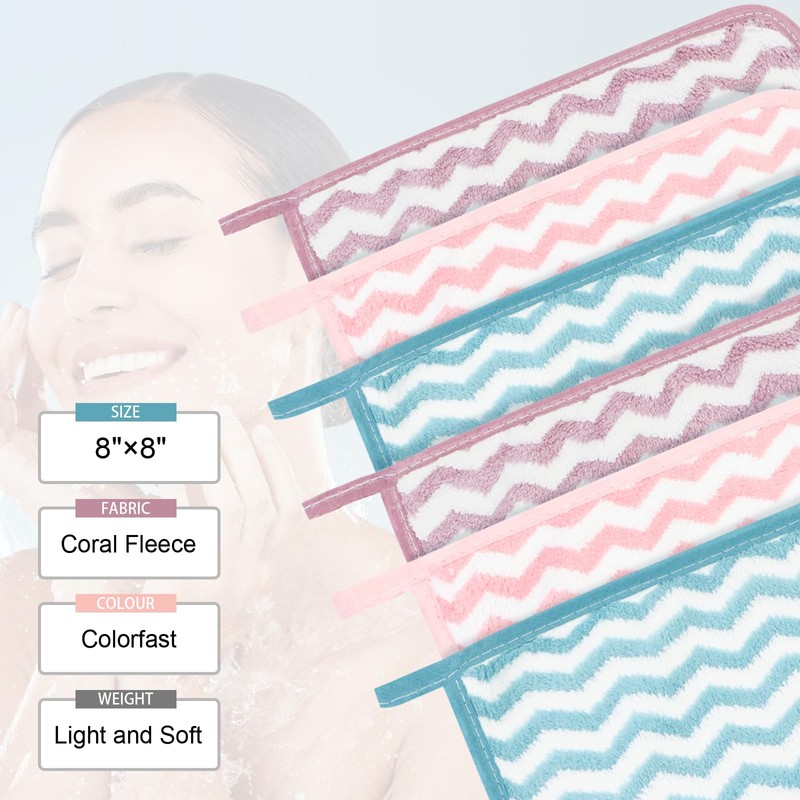 PHOGARY Flannel Face Cloth Pack 6, Reusable Microfibre Face Cloth,