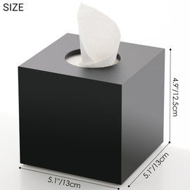 SANRUI Acrylic Tissue Box Cover, Square Facial Tissue Storage for Tabletop Night Stands Bathroom Vanity, Parlors and Offices, Decorative Cube Tissue Holder