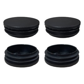 iMaylex 4 PCS 2 inch (50mm) Black Round Plastic Plugs, Tube Ribbed Inserts End Cover Caps, Floor Furniture Desk Table Chair Leg Protector