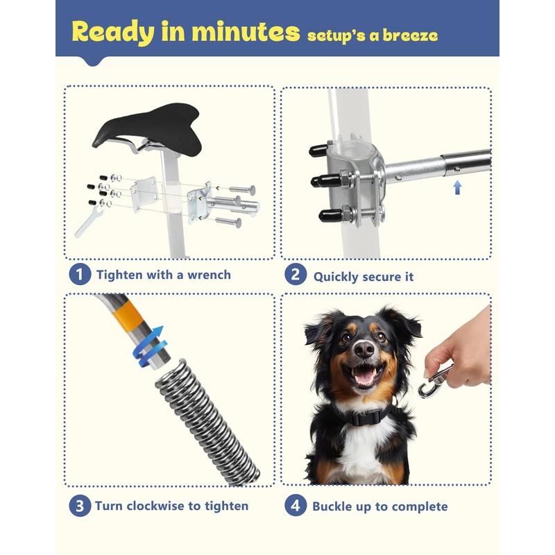 iPetba Dog Bike Leash - Hands-Free Bike Attachment for Dogs,