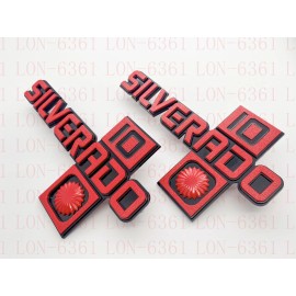 Aftermarket Products 2Pc Fits 1981-87 GM Trucks Silverado “10” Fender Emblem Badge 14026451 Red