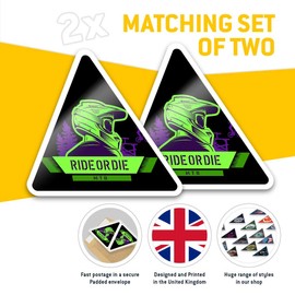 2 x Triangle Stickers 7.5cm - Ride or Die Mountain Bike Biker Fun Decals for Laptops,Tablets,Luggage,Scrap Booking,Fridges #46261