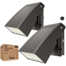 LED Wall Pack Light 40W: ETL Listed 0-10V Dimmable - 2PACK 5000K 5200lm Wall Pack Lights Outdoor LED with Photocell - IP65 Waterproof Adjustable Cut Off Lights for Warehouse Yard Barn Garage