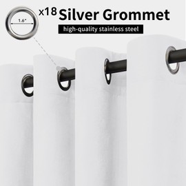 Easy-Going Outdoor Curtains Waterproof Windproof Weatherproof Curtain for Patio, Cabana, Porch, Pergola and Gazebo, Grommet Top and Tab Bottom Drape, 1panel, 150x96 inch, White