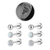 Silver Flat Back Stud Earrings Sets for Women Men,Hypoallergenic 20G
