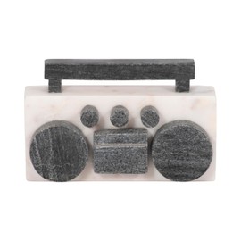 Sagebrook Home 8" Marble Boombox Decorative Object -White and Black