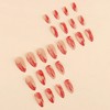 MERVF Almond Press on Nails Medium Fake Nail Red Marble