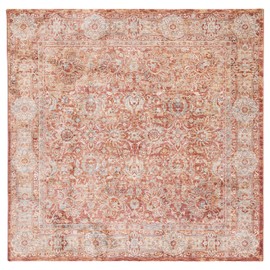 SAFAVIEH Valencia Collection 6'4" Square Rust/Teal VAL570P Vintage Oriental Living Room Dining Bedroom Area Rug