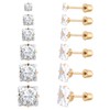 6 Pairs Surgical Stainless Steel Screw back Stud Earrings, 18K