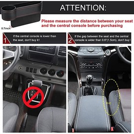 Car Seat Gap Filler Organizer, 2 Pack Multifunctional Car Seat Organizer, Auto Console Side Storage Box with Cup Holders 2 Seat Hooks for Drink, Car Organizer Front Seat for Holding Phone, Sunglasses