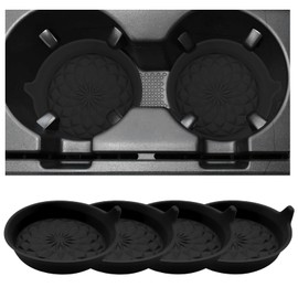 BWBWND 4 PCS Car Cup Holder Coasters, 2.75 Inch Anti-Slip Insert Silicone Car Coaster Drink Mat, Shockproof Universal Auto Cup Coasters for Most Vehicles, Car Interior Accessories (Black)