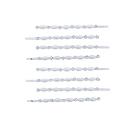 3.5 Inch Beautiful Wedding Pearl Bobby Pin Hair Barrette Clip - Silver - Set of 8