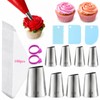 LLMSIX 113Pcs Rose Piping Tips with Pastry Bags & Icing