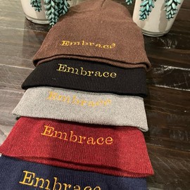 Embrace Beanie - Soft and Stylish Embroidered Hat for Men and Women - Color: Navy Blue