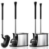 HAMITOR Toilet Plunger and Brush Set with Curved Bristles -