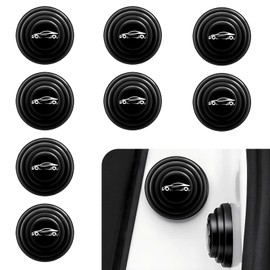 Nomocale 12 PCS Car Door Shock Absorber, Thickened Silicone Sound Insulation Cushion, 1.06" x 0.39" Sports Car Badge Bumper Door Edge Guard Anti-Collision Protection Pad, Universal for Cars (Black)