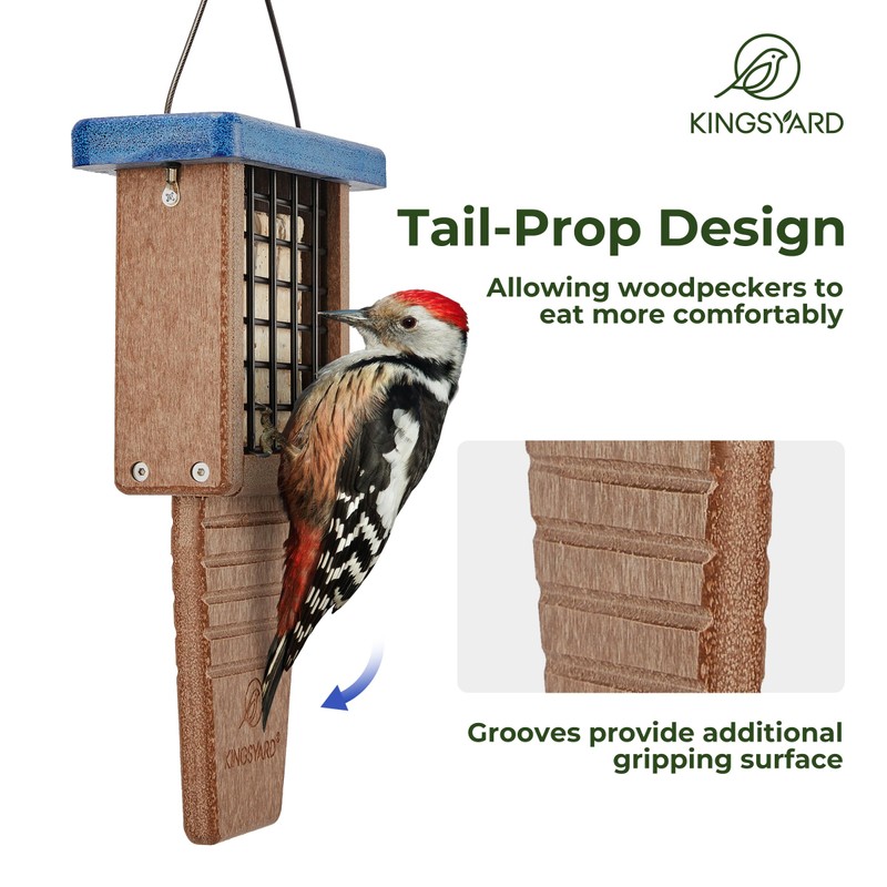 Kingsyard Recycled Plastic Suet Bird Feeder, Tail Prop Suet Feeder