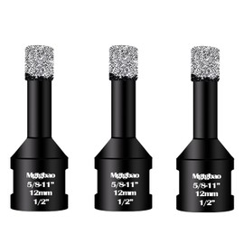 Mgtgbao 3pcs 1/2"(12mm) Dry Diamond Core Drill Bits, Vacuum Brazed Diamond Hole Saw Kit for Porcelain Ceramic Tile Granite Marble Stone Brick Glass with 5/8-11 Thread