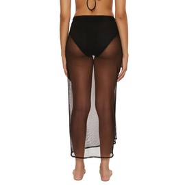 BCA By Rebecca Virtue Women's Standard Katelyn Mesh Sarong, Casual, Beach Cover Ups, Black