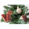 Woodland Animals cone cone/wood bristle Christmas Decoration set of 3