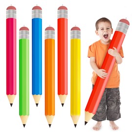 VercanMonth 6 Pcs 44 Inch Giant Inflatable Pencils Balloon Sponge Doodle Accessories 6 Colors Large Blow up Jumbo Pencils Prop for Classroom Birthday Halloween Party Favor