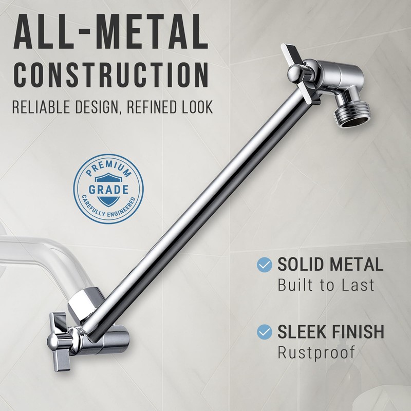G-Promise Shower Head Extension Arm, Stainless Steel Adjustable Extender with