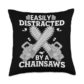 Chainsaw Electrics Tools Wood Woodwork Logging Lumberjack Throw Pillow, 18x18, Multicolor