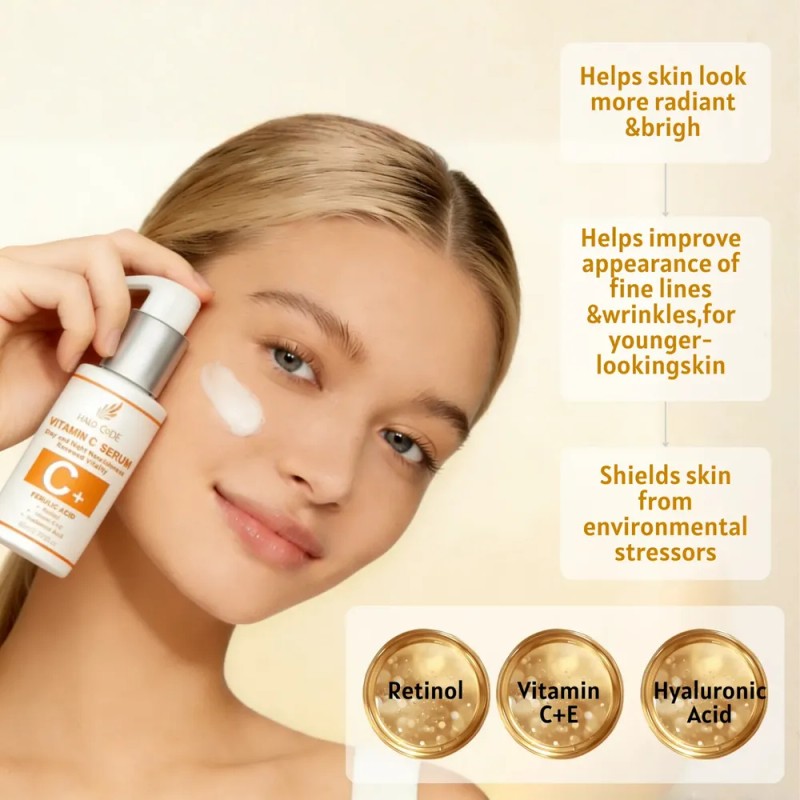 Sérum Facial: Vitamina C, Retinol, Ácido Hialurónico.