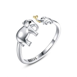 oGoodsunj Mother Daughter Jewelry Elephant Panda Koala Dinosaur Rings Sterling Silver Necklace Bracelet Mom Animal Jewelry Gift (Elephant)