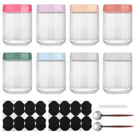 Lulonpon 8 Pieces 16 oz Overnight Oats Containers with Lids, Glass Storage Containers with Airtight Lids, Glass Overnight Oat Jars, Wide Mouth Snack Oats Jars, Glass Jar for Salad Yogurt Spice